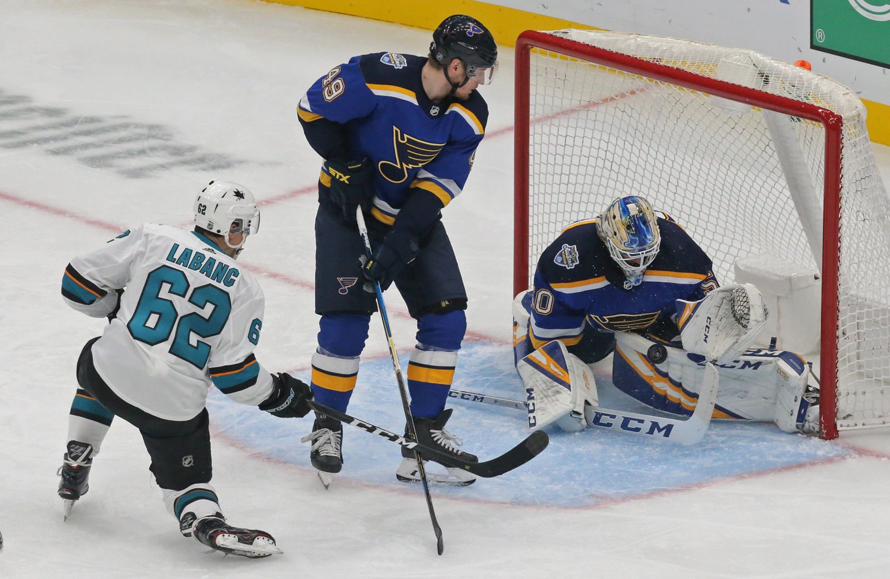 Blues and Sharks skate at the Enterprise Center